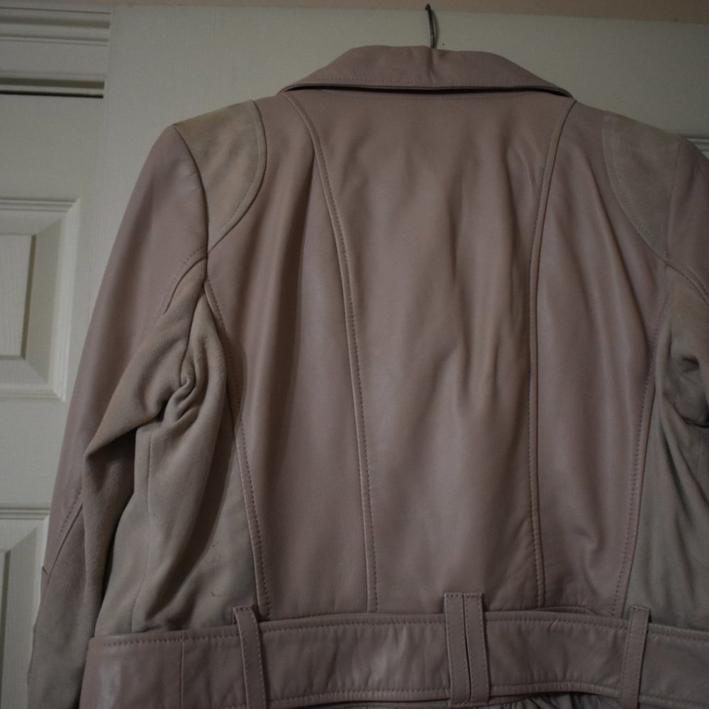 Pretty Pink Ruffled Leather/Suede Jacket - Picture 10 of 13